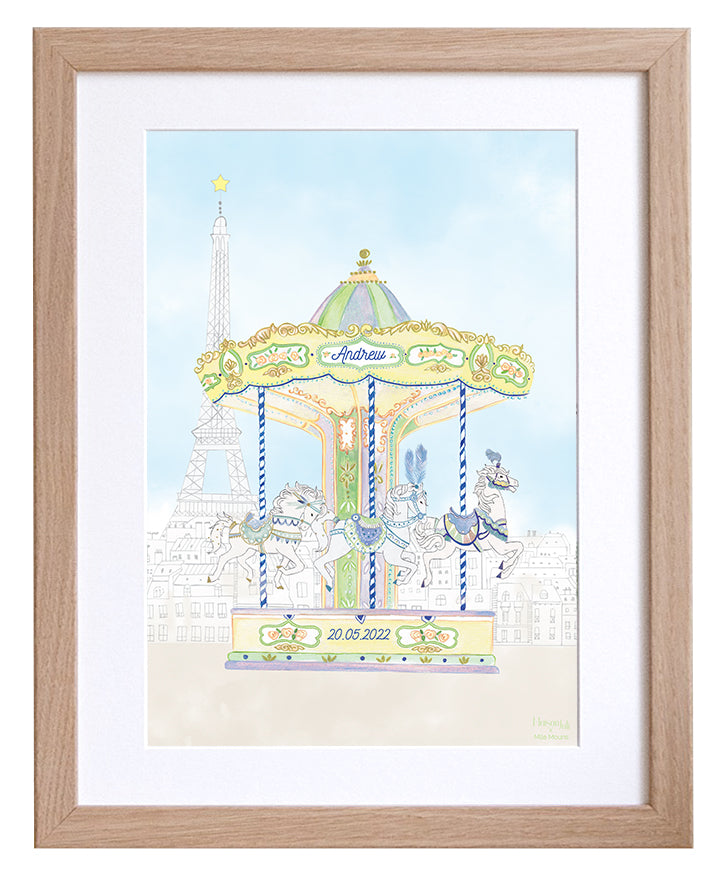 Carrousel du Trocadéro Illustration personnalisable pour garçon