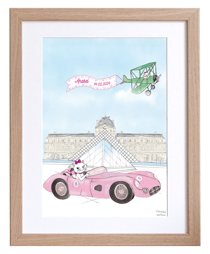 Voiture de sport et le Louvre personnalisable