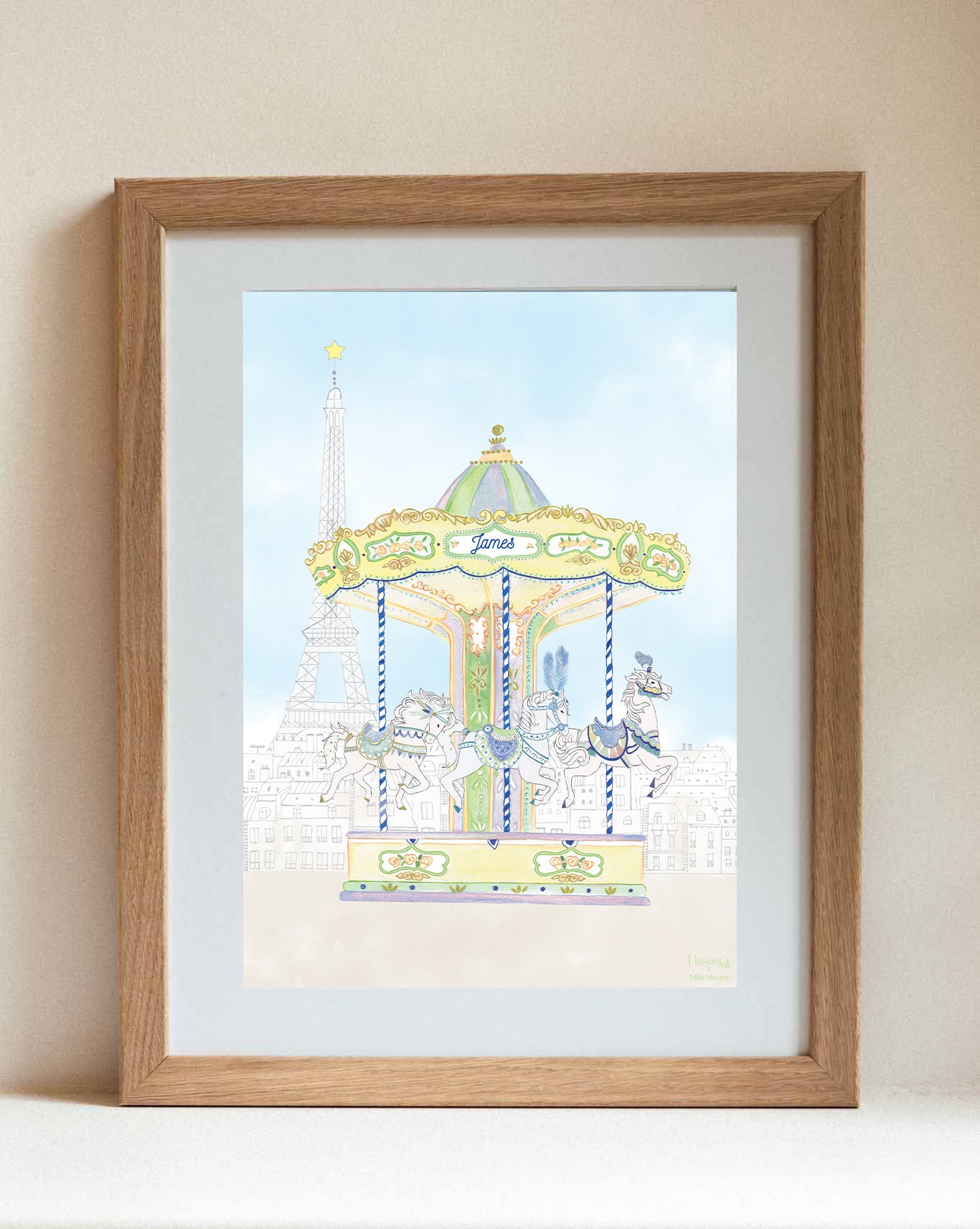 Carrousel du Trocadéro Illustration personnalisable pour garçon