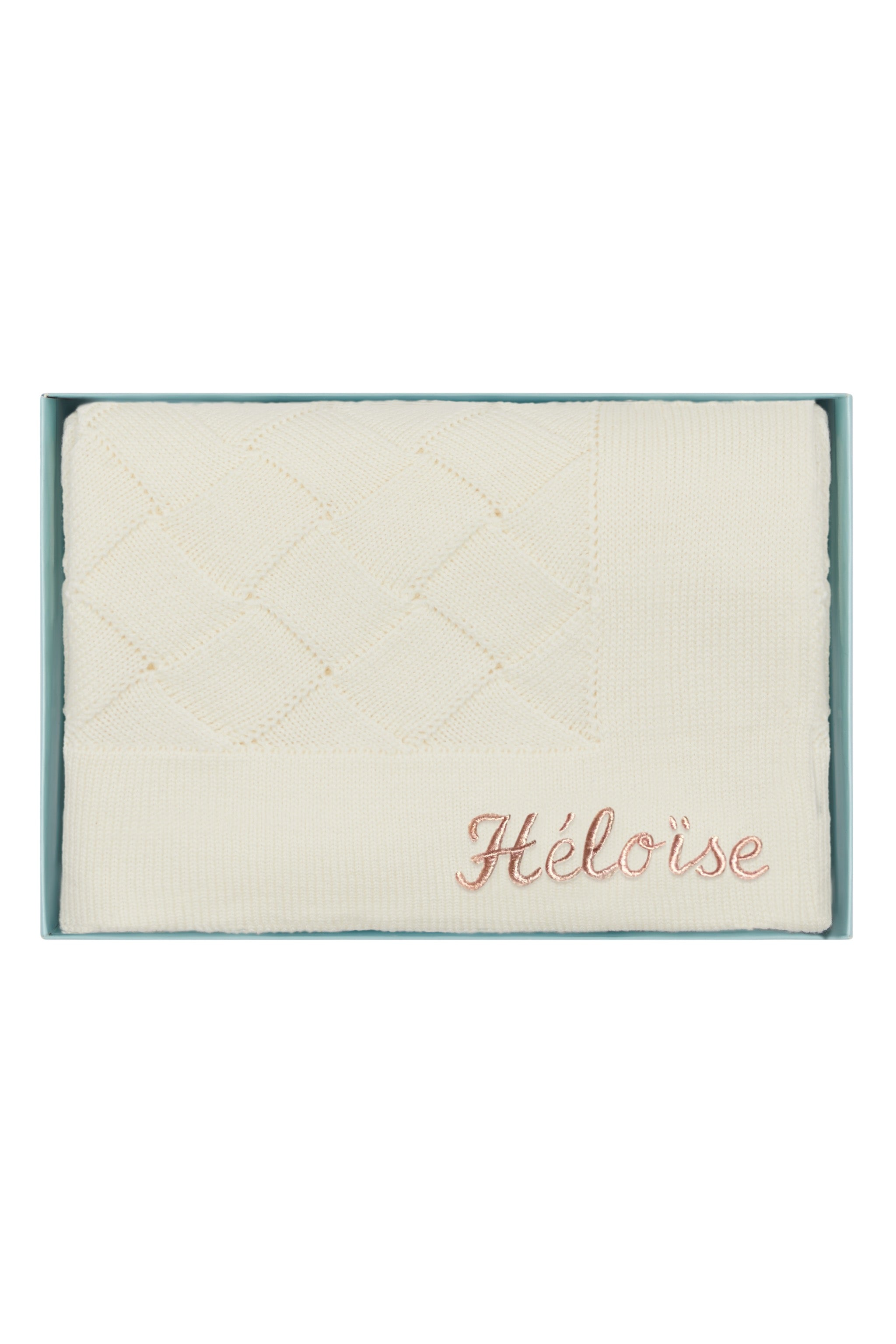 Grande couverture personnalisable en laine mérinos blanche