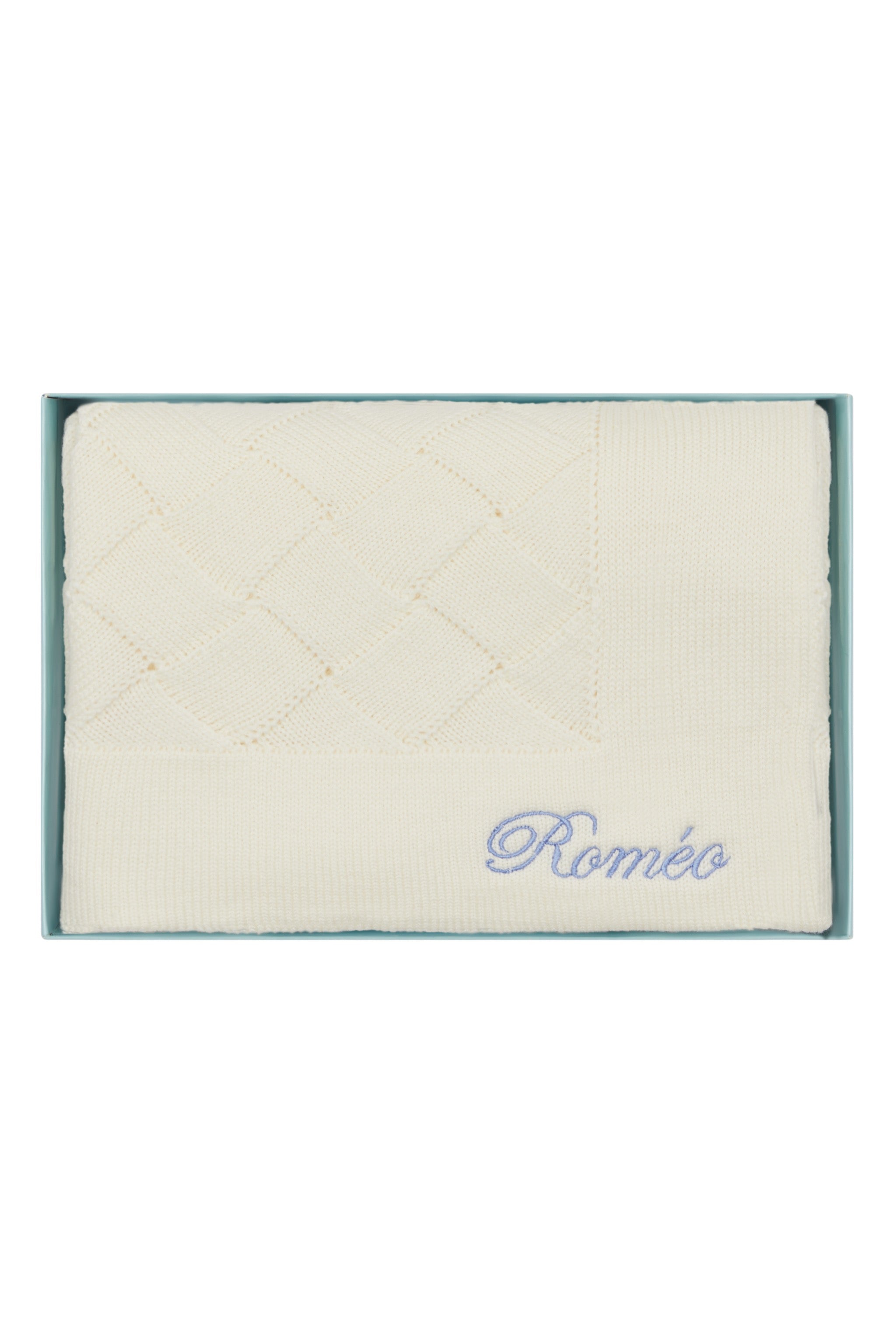 Grande couverture personnalisable en laine mérinos blanche