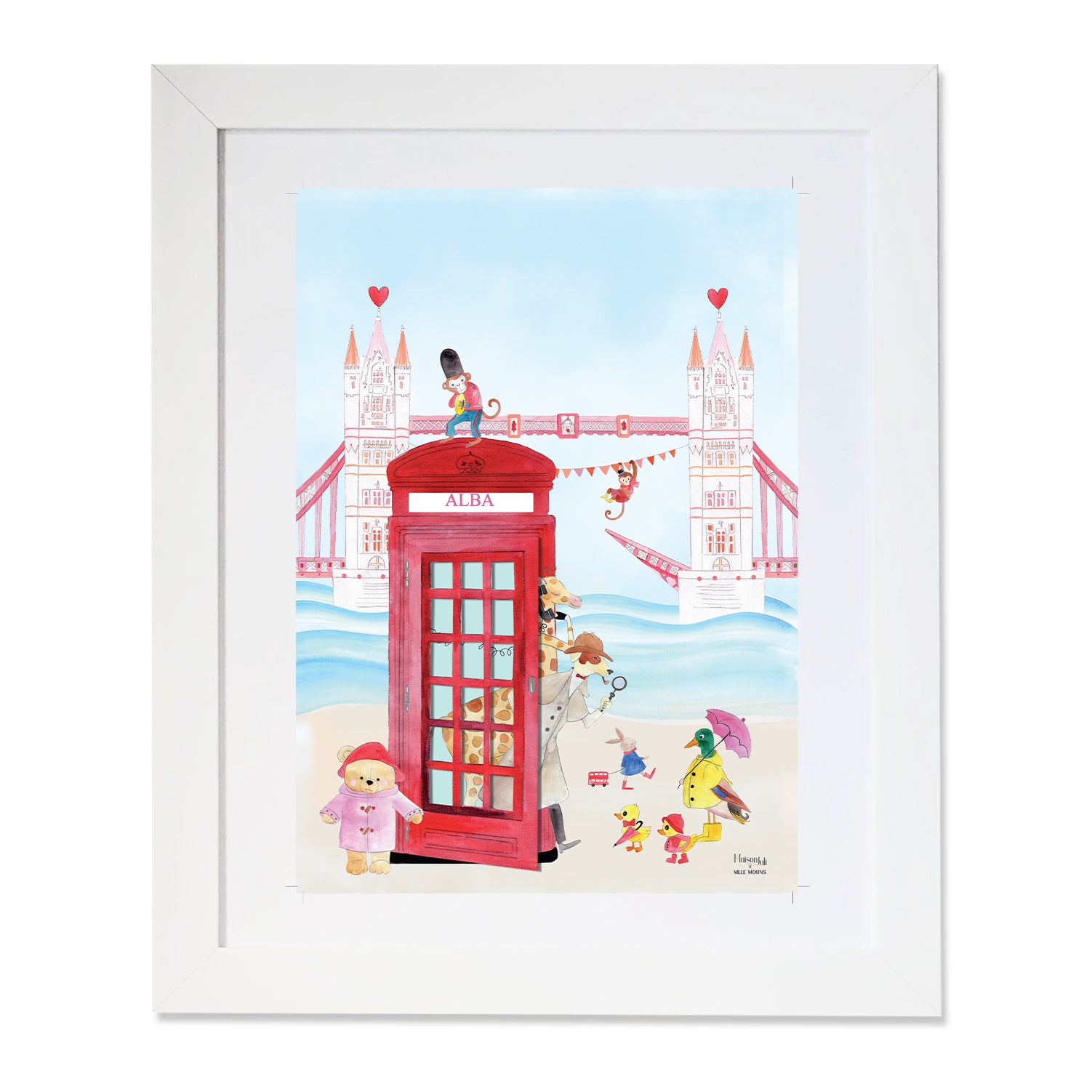 The telephone cabin of The London Bridge for girls personalised