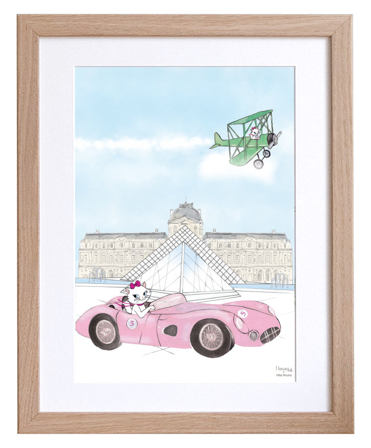 Cat a Sport Car and the Louvre personalised