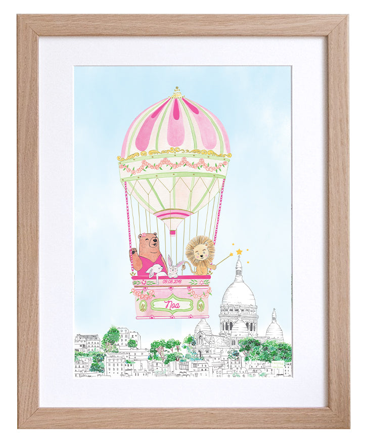 Personalised Hot Air Balloon of Montmartre for Girls