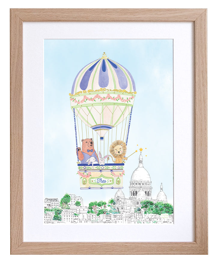 Personalised Hot Air Balloon of Montmartre for Boys