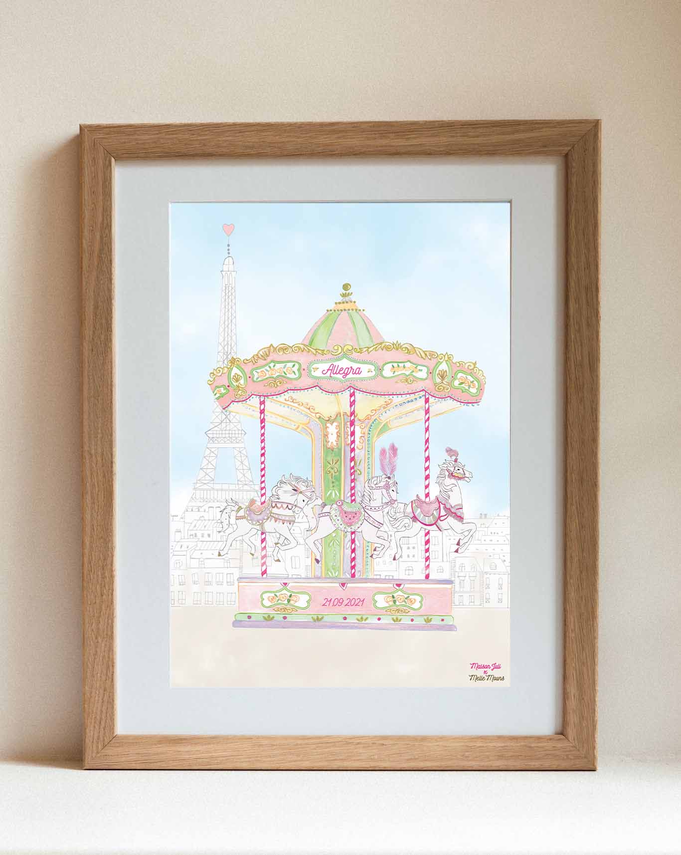 Personalised Carousel of The Trocadero Illustration for Girls