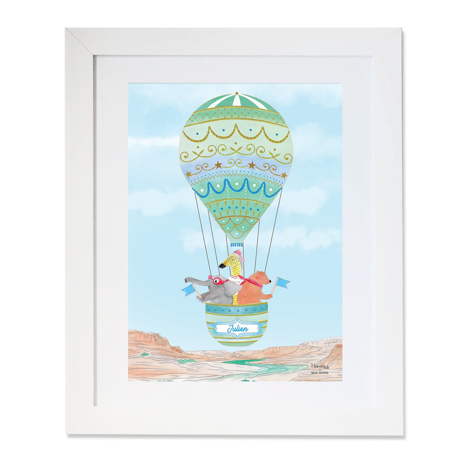 The Personalised Hot Air Balloon of the Grand Canyon Artwork for boys