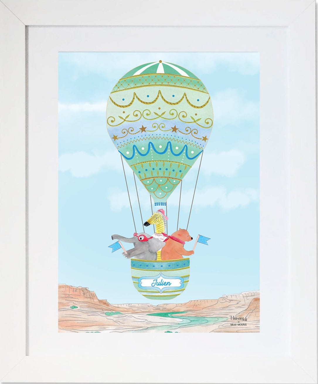 The Personalised Hot Air Balloon of the Grand Canyon Artwork for boys