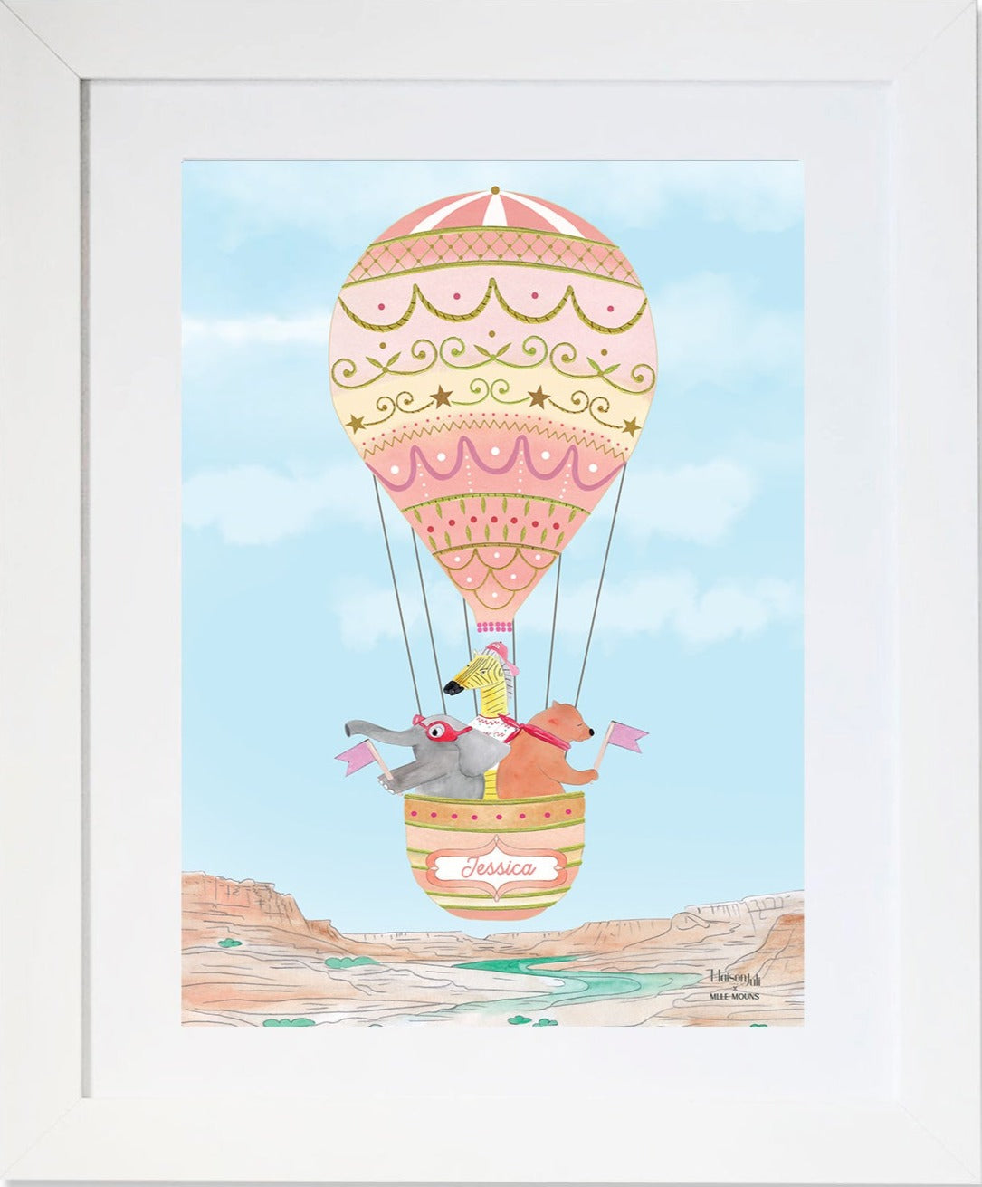 The Personalised Hot Air Balloon of the Grand Canyon Artwork for girls