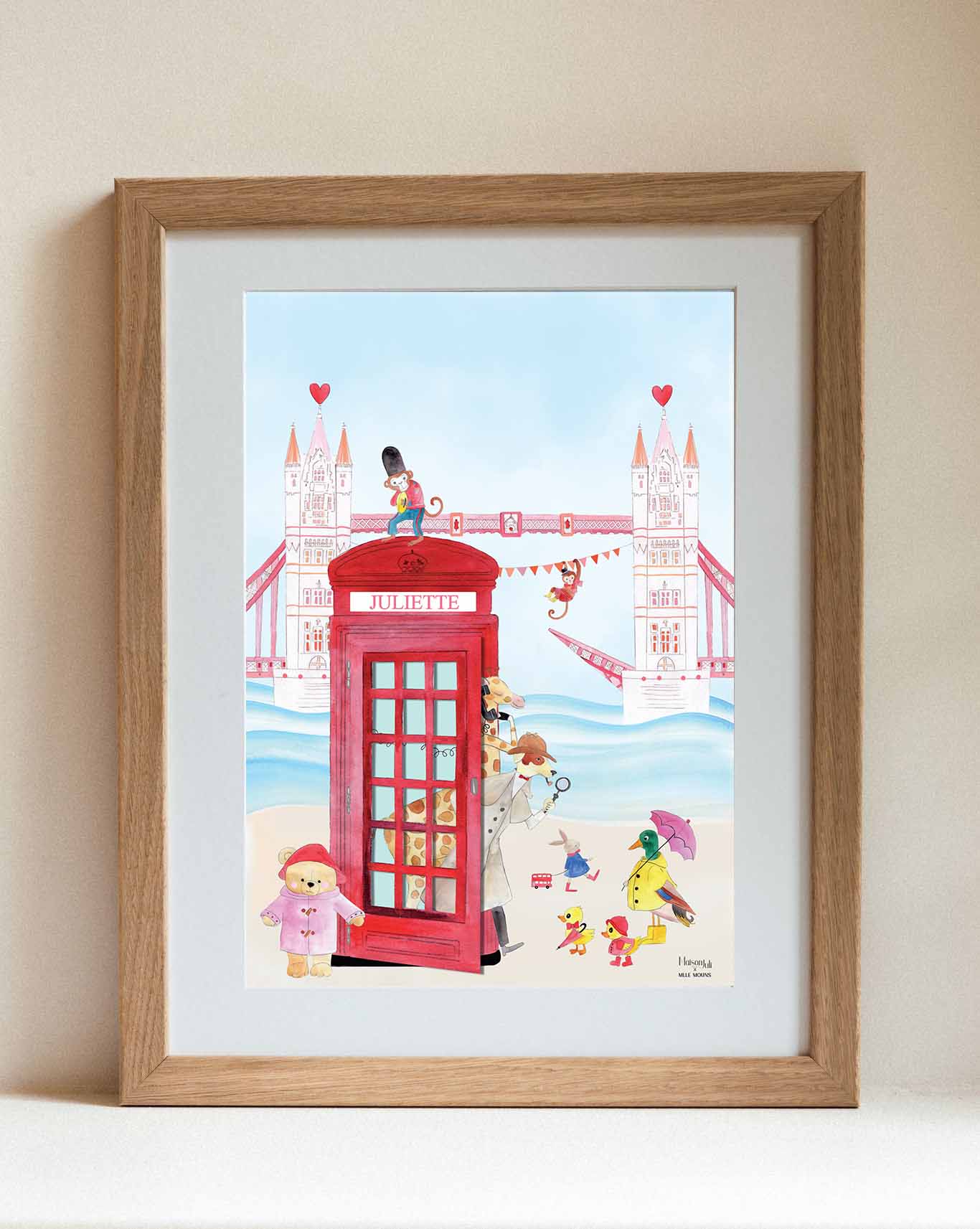 The telephone cabin of The London Bridge for girls personalised