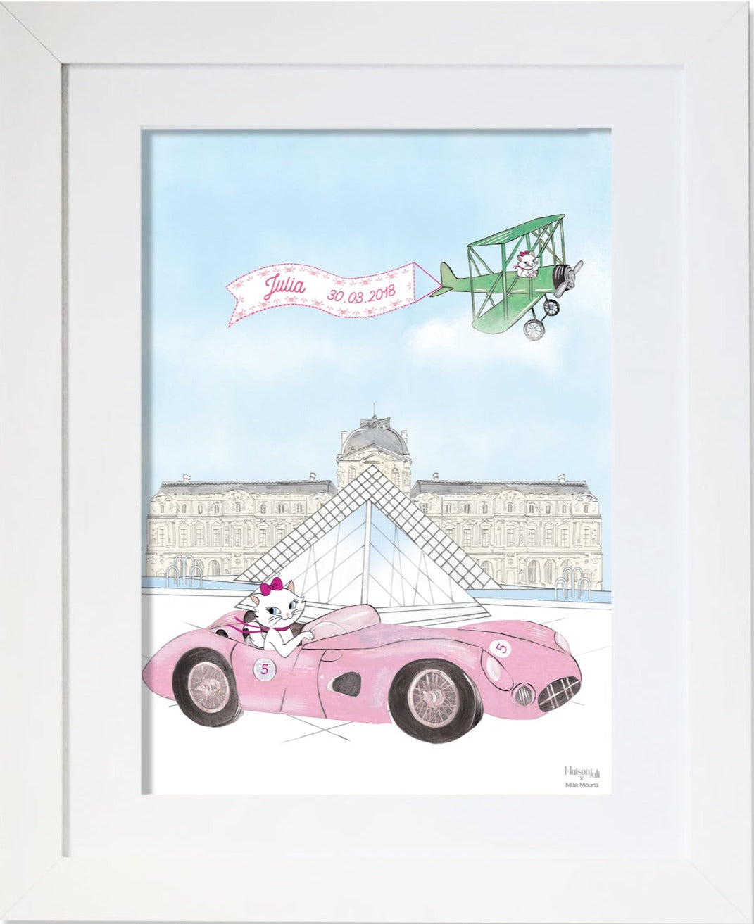 Cat a Sport Car and the Louvre personalised