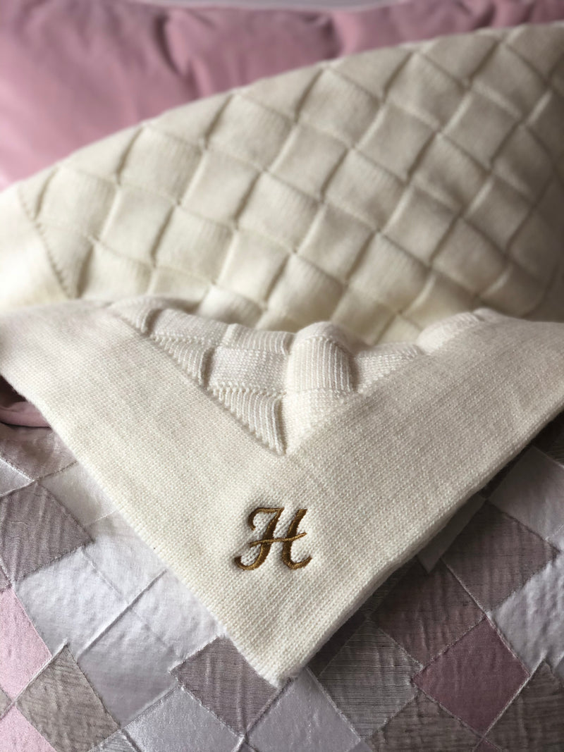 Personalised Large White Merino Wool Blanket