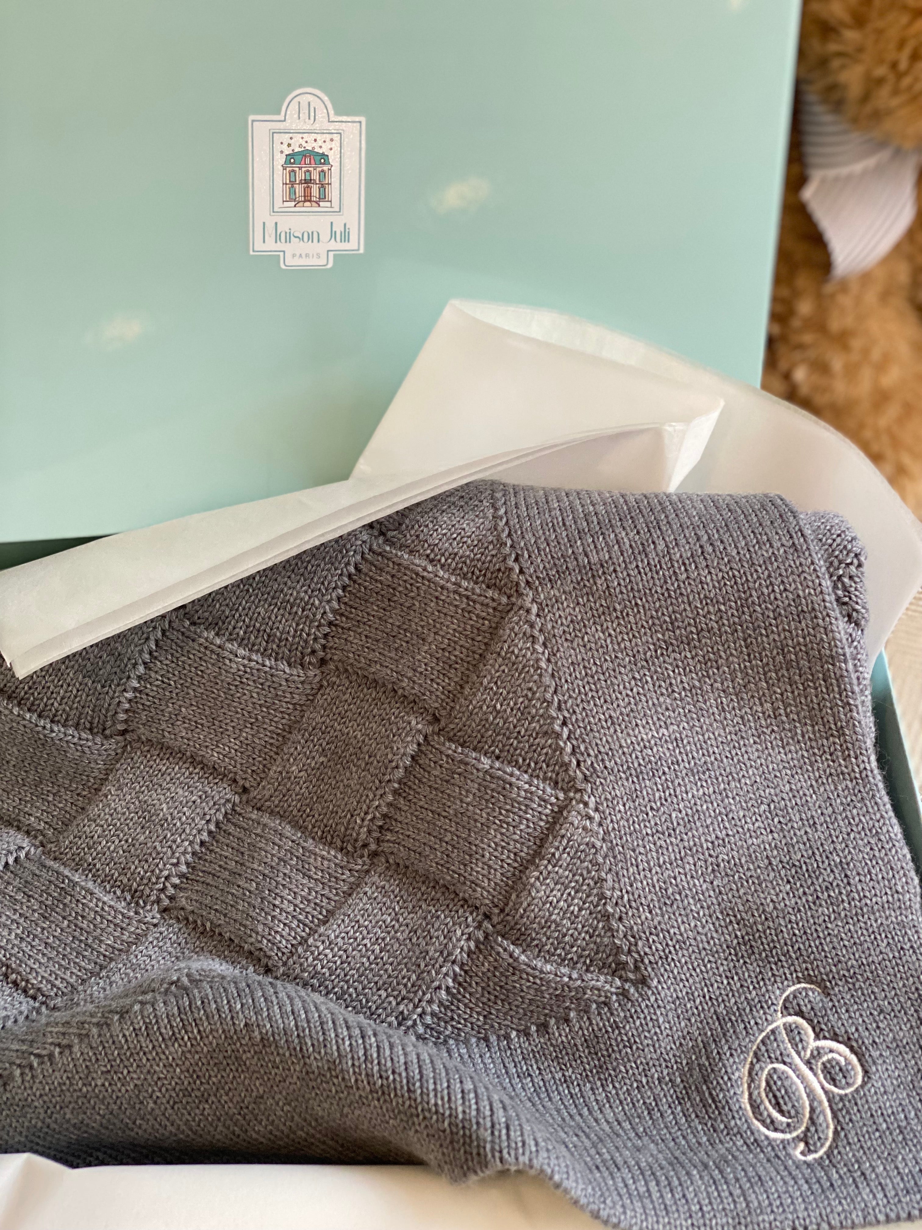 Personalised Large Grey Merino Wool Blanket