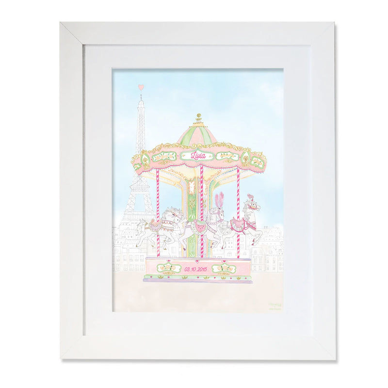 Personalised Carousel of The Trocadero Illustration for Girls