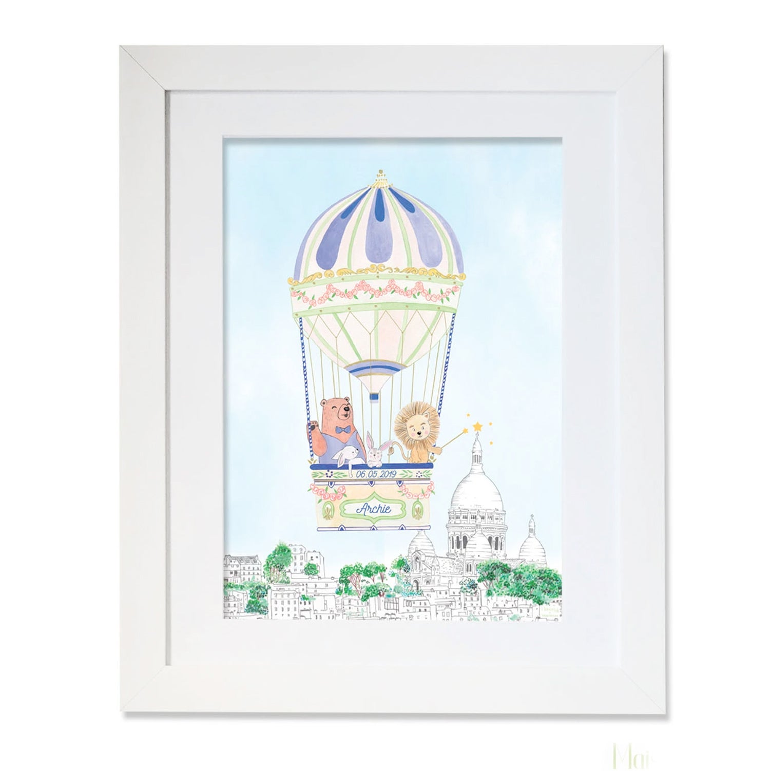 Personalised Hot Air Balloon of Montmartre for Boys