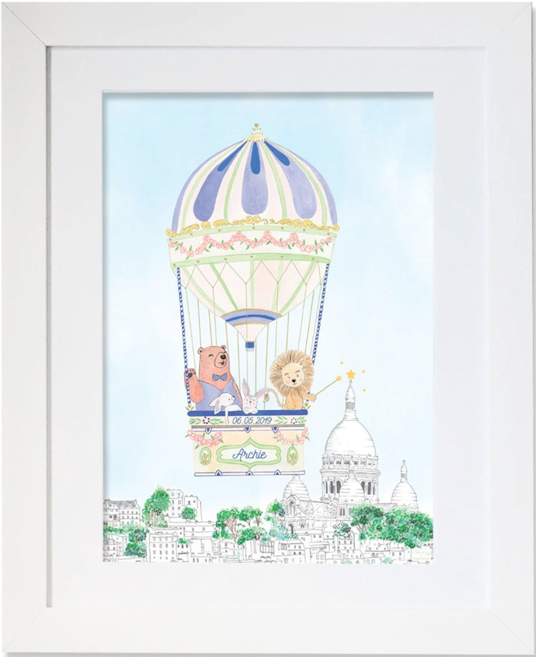 Personalised Hot Air Balloon of Montmartre for Boys