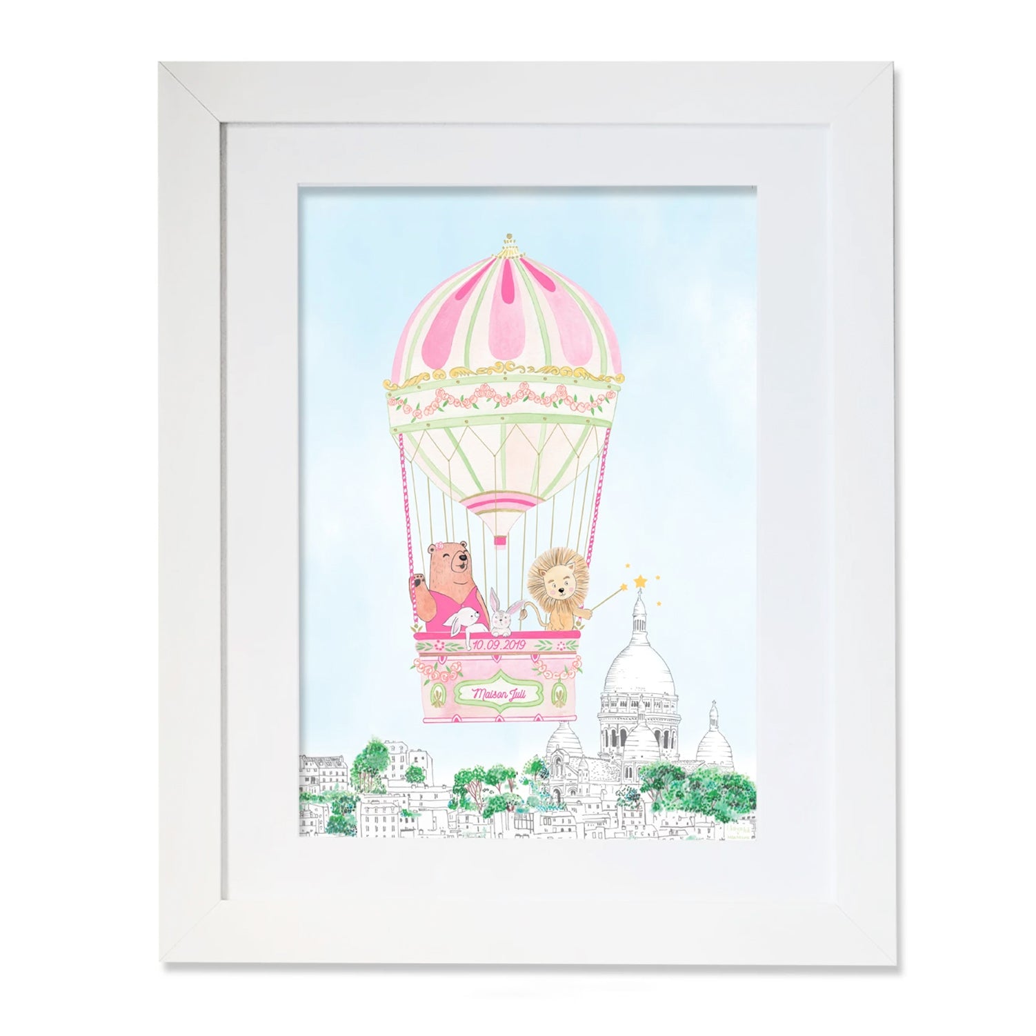 Personalised Hot Air Balloon of Montmartre for Girls